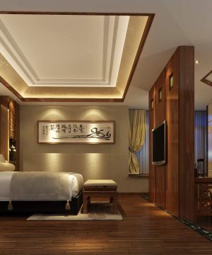 中式壁纸贴图卧室设计装修效果图欣赏