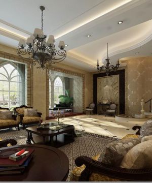 2025最新欧式别墅客厅装修设计效果图