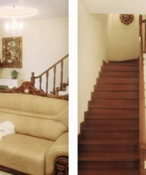 欧式跃层式住宅客厅楼梯装修效果图