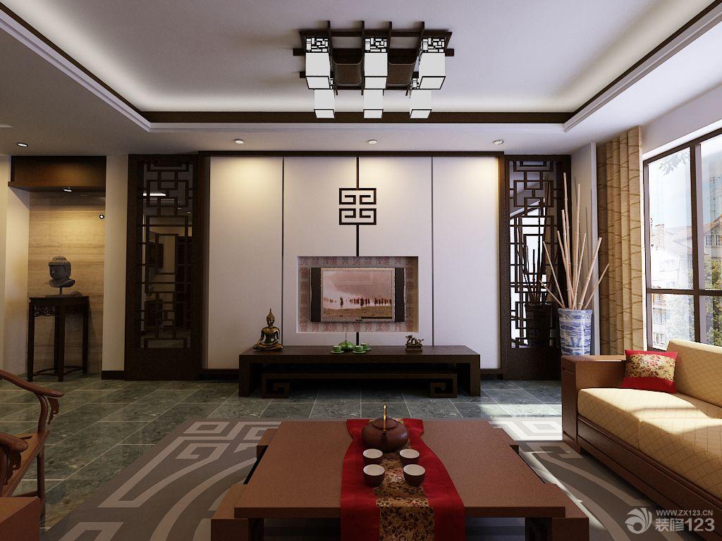 2023新中式风格四居室交换空间客厅装修图片大全