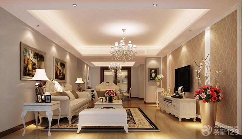 2025最新欧式客厅吊顶灯带设计效果图大全