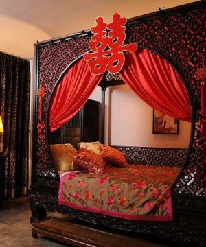 中式婚房卧室装修效果图大全2023图片