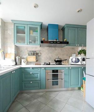 冷色调欧式厨房橱柜颜色样板间设计图片