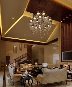 2025最新复式别墅客厅装修设计效果图