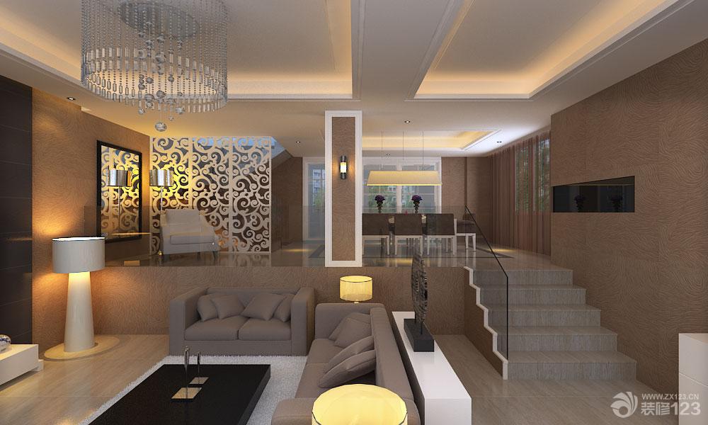 最新跃层式住宅客厅楼梯装修效果图片大全