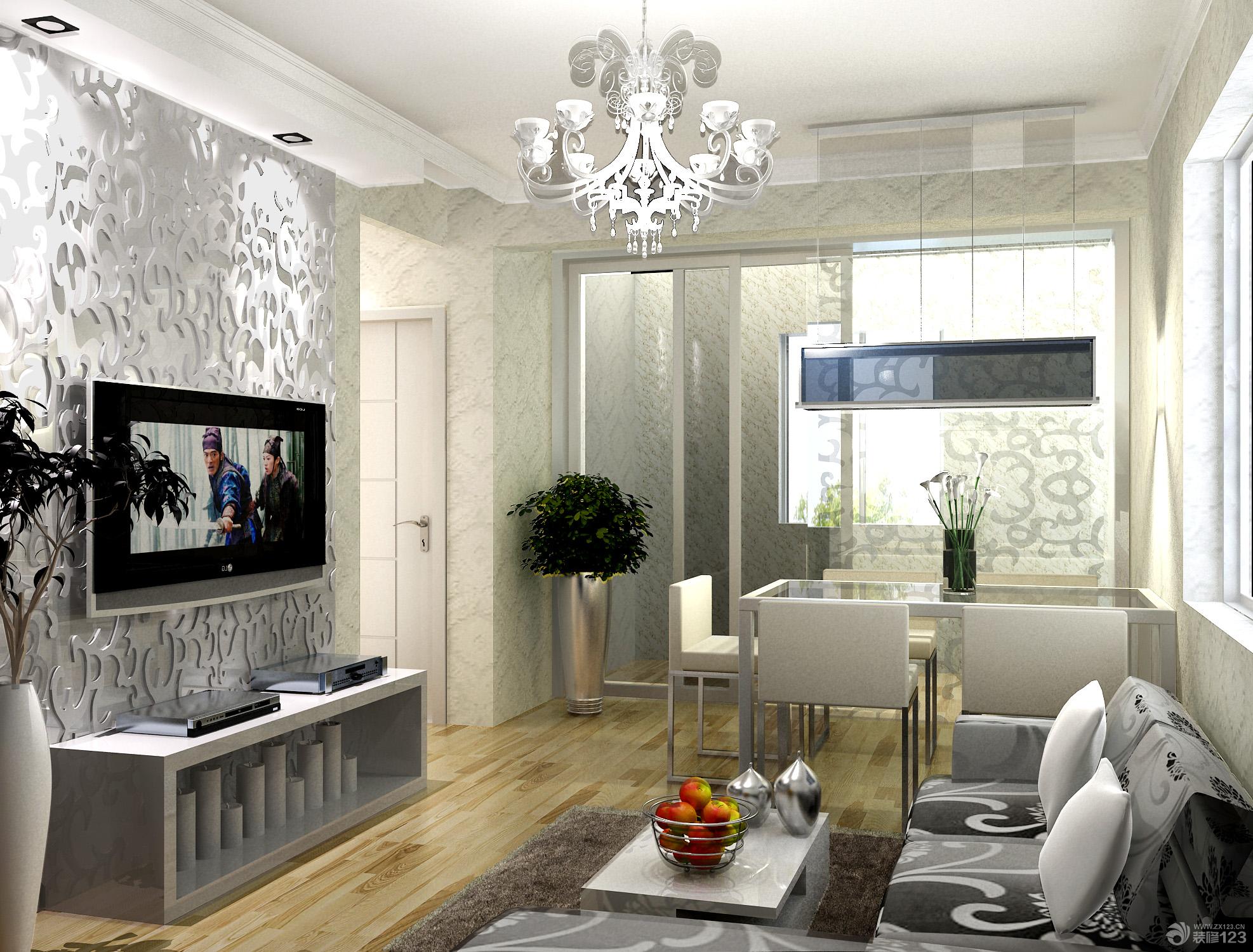 60平小户型客厅餐厅一体装修设计效果图片