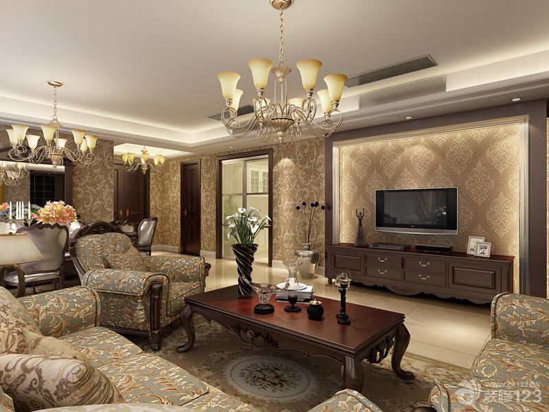 欧式样板房16平米客厅电视背景墙设计效果图2025