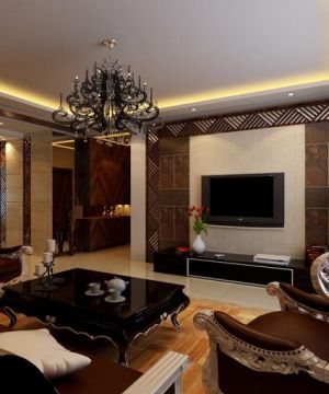 180平米欧式家庭电视背景墙装修设计图片