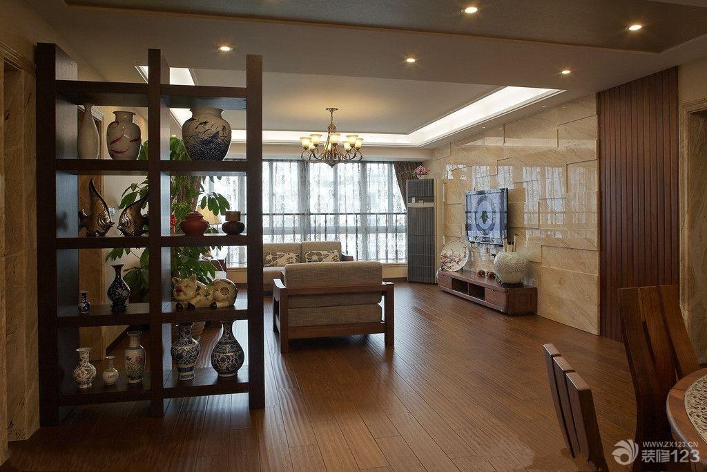 2025家装客厅与餐厅隔断实木博古架设计图片