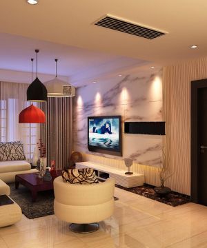 现代客厅瓷砖电视背景墙装修设计图片欣赏