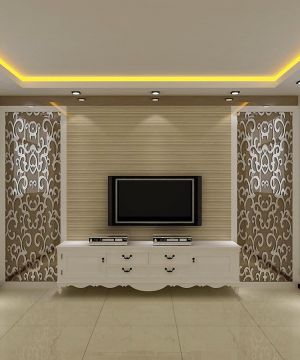 现代风格两居室新房客厅液晶电视背景墙装修效果图