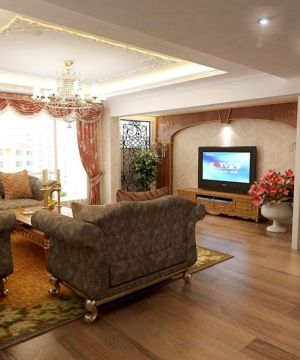 客厅现代美式混搭风格装修样板房图片