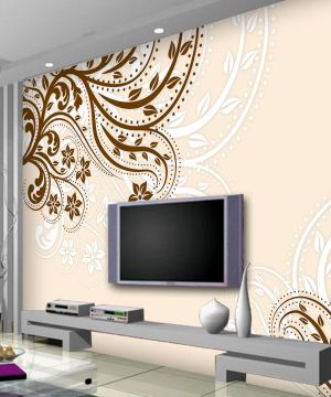 高清分层抽象花纹手绘欧式电视背景墙设计图片欣赏