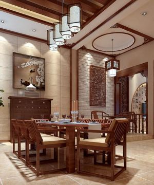 中式风格别墅实木楼梯扶手设计效果图片大全