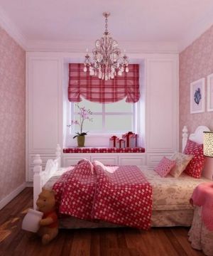 粉色系三室两厅一卫女孩卧室装修效果图欣赏