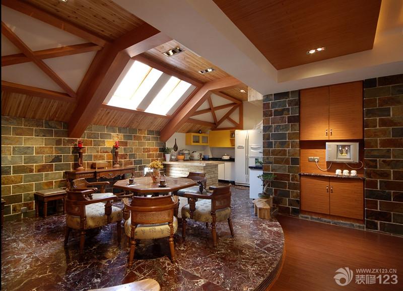 2025中式风格斜顶阁楼厨房装修图片