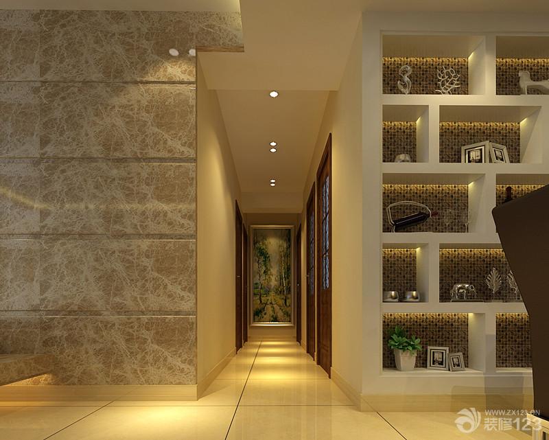 奢华装修140平米家居过道隐形门效果图