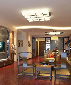 中式混搭客厅电视背景墙装修案例大全2025