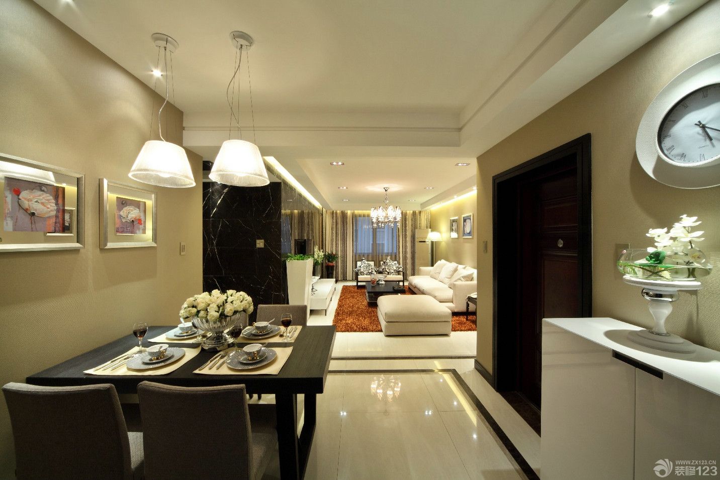 2025最新三室两厅两卫样板房餐厅装修设计图片