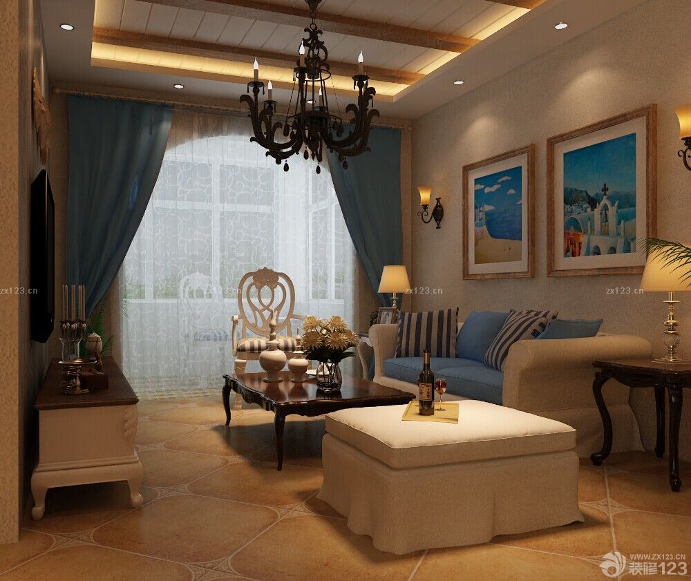 地中海风格设计沙发背景墙图片欣赏