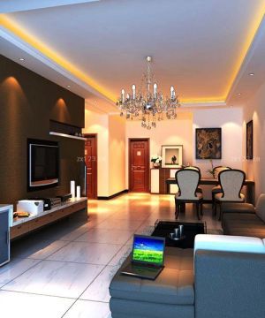 最新现代简欧二室二厅客厅电视组合柜装修图片