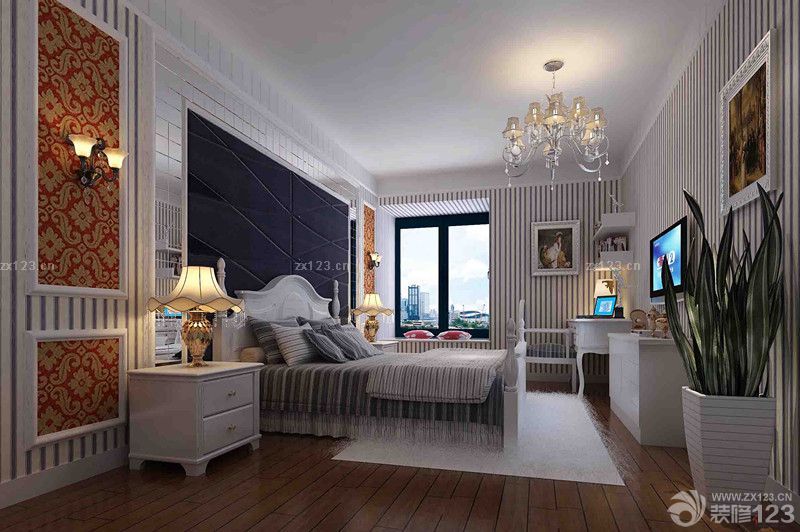 最新地中海混搭风格主卧飘窗装修效果图欣赏