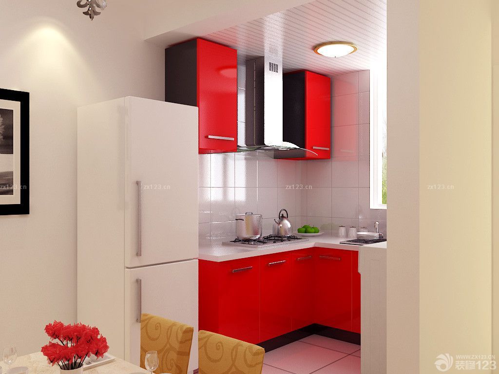 现代100平婚房厨房条形铝扣板吊顶装修效果图片欣赏