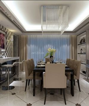 简欧时尚两室两厅餐厅吧台装修实景图欣赏