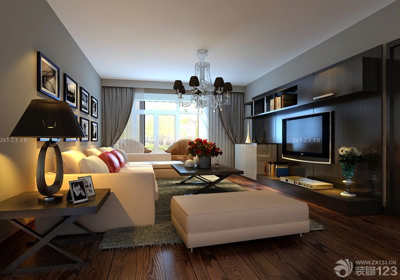 现代家装婚房客厅创意组合柜效果图片