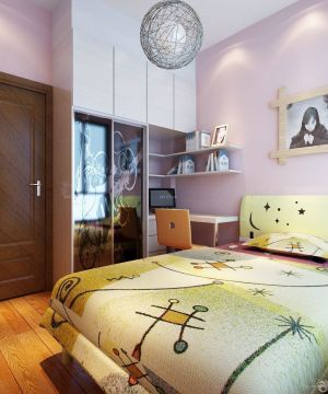 创意温馨70平样板房女孩卧室装修效果图片