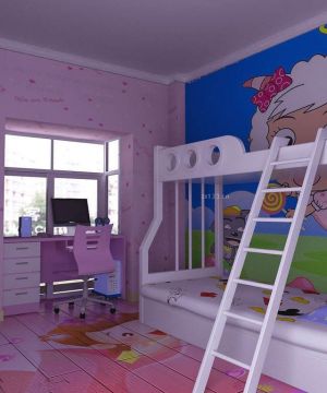 创意个性10平米儿童房飘窗改书桌装修效果图大全2023图片