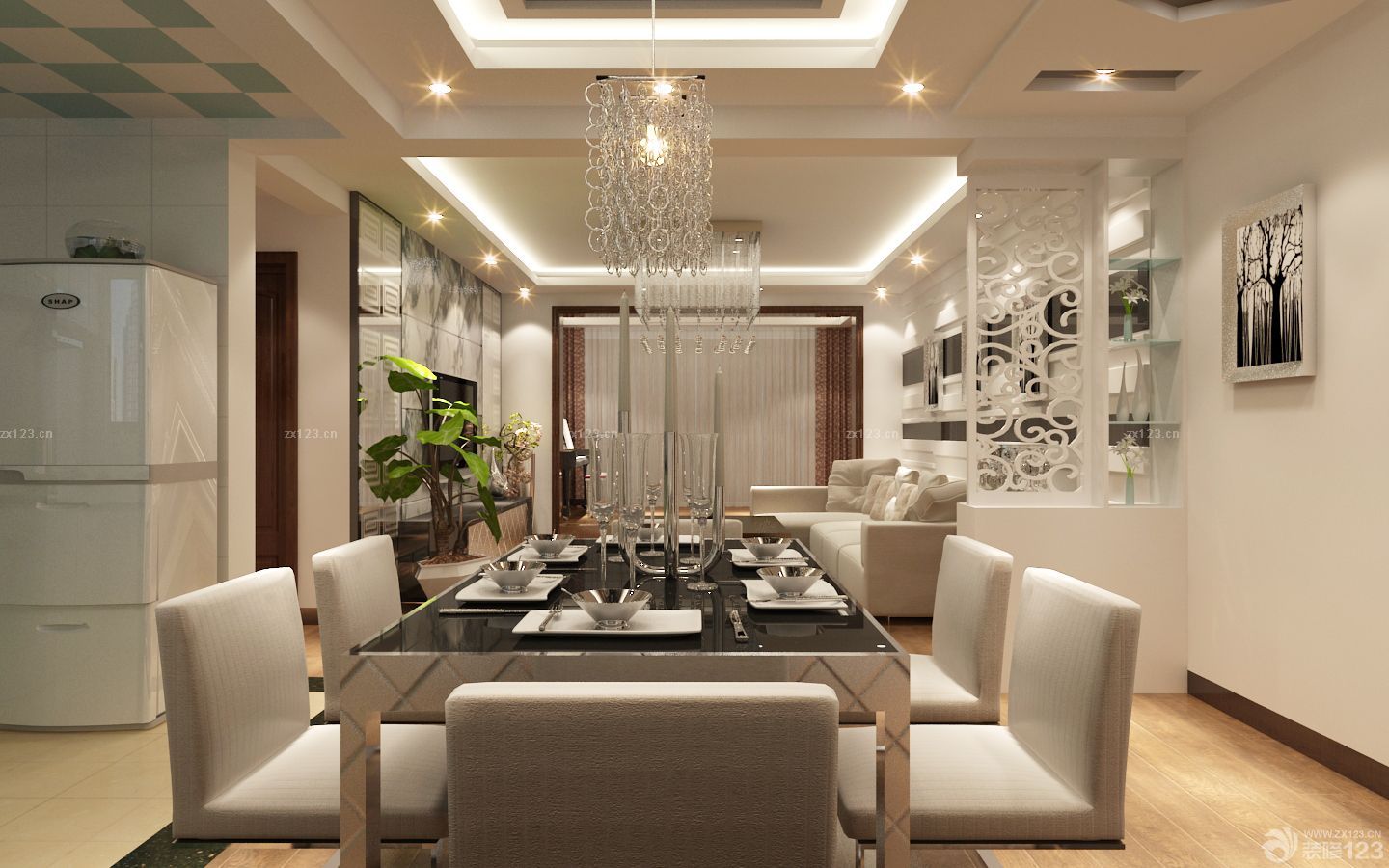 现代时尚客餐厅隔断装修效果图片大全