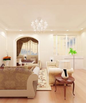 2025最新正方形客厅浅色条纹墙纸装饰图片设计