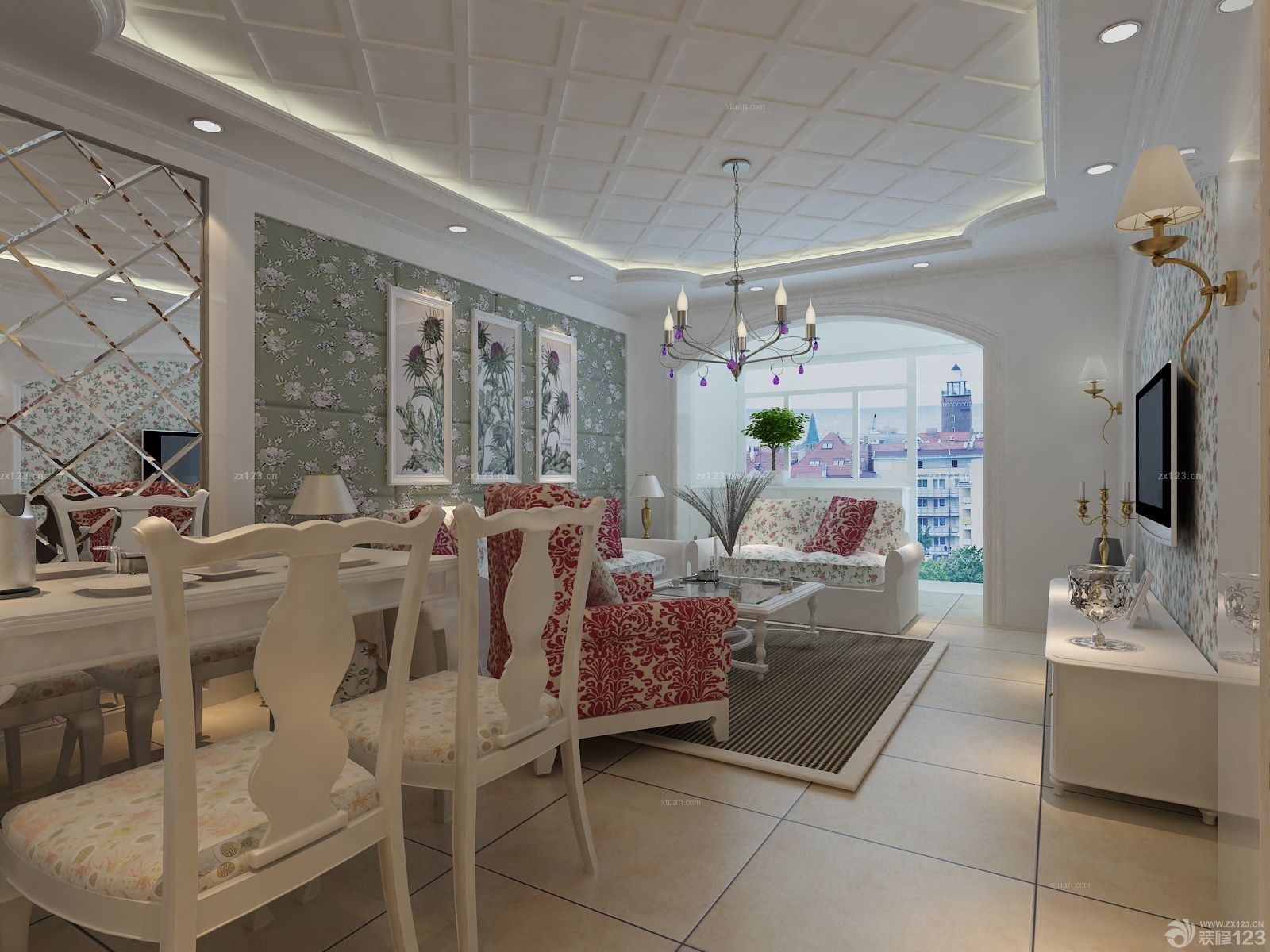 田园风格70平婚房阳台改飘窗装修图片大全