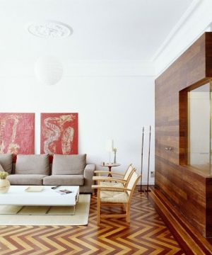 最新经典一室一厅单身公寓客厅木质隐形门装饰图片欣赏