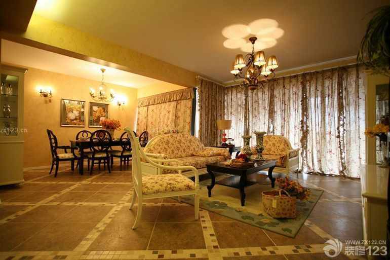 田园风格家居家庭休闲区简约吊灯装修效果图