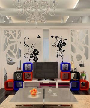 60平米两室一厅客厅创意电视柜装饰设计图片