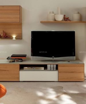 最新80平米样板房实木电视柜设计图片