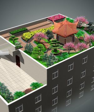 最新食品公司屋顶花园休闲区绿化景观图片