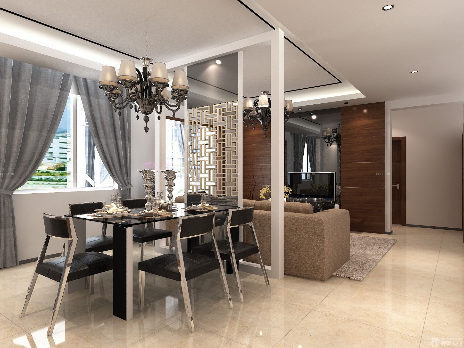 交换空间复式小户型客厅与餐厅隔断造型实景图欣赏_设计456装修效果图