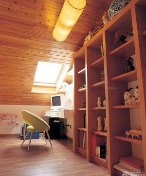 最新简约室内斜顶阁楼儿童书柜装修样板房