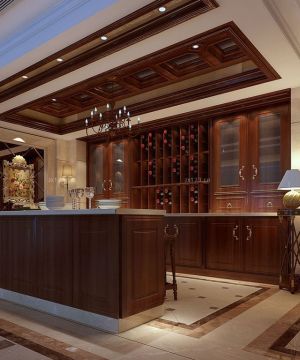 美式风格楼中楼家庭酒柜吧台装修效果图大全2023图片