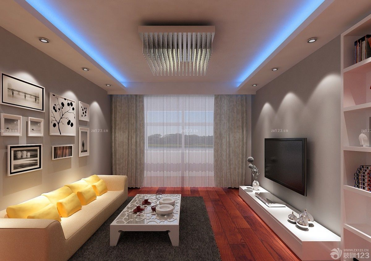 2025最新现代风格客厅吊顶灯带装饰图