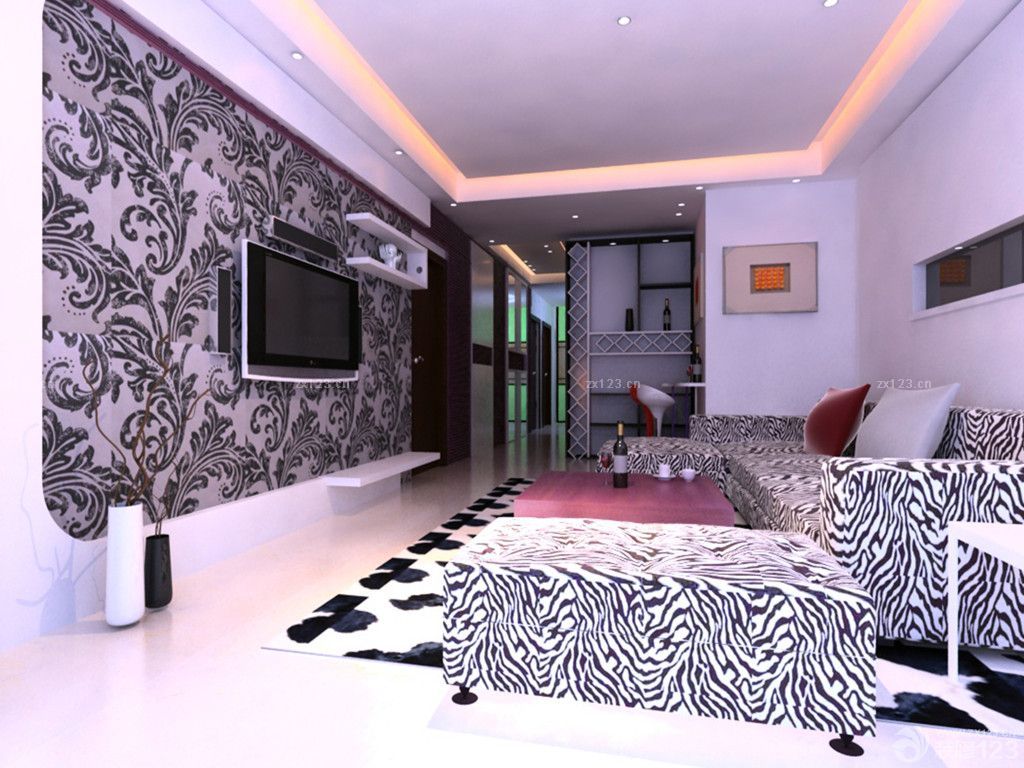 黑白简约家庭客厅酒柜吧台装修效果图片大全