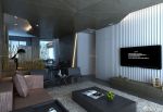 黑白搭配后现代风格室内客厅电视背景墙隐形门设计效果图片
