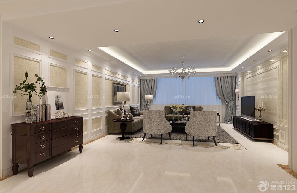 欧式室内装潢正方形客厅装修效果图片大全