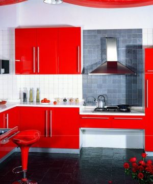 2023最新现代风格大红色橱柜设计图片