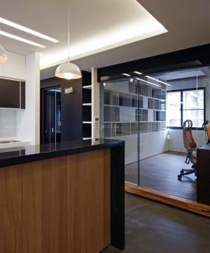 室内书房钢化玻璃隔断装修实景图欣赏