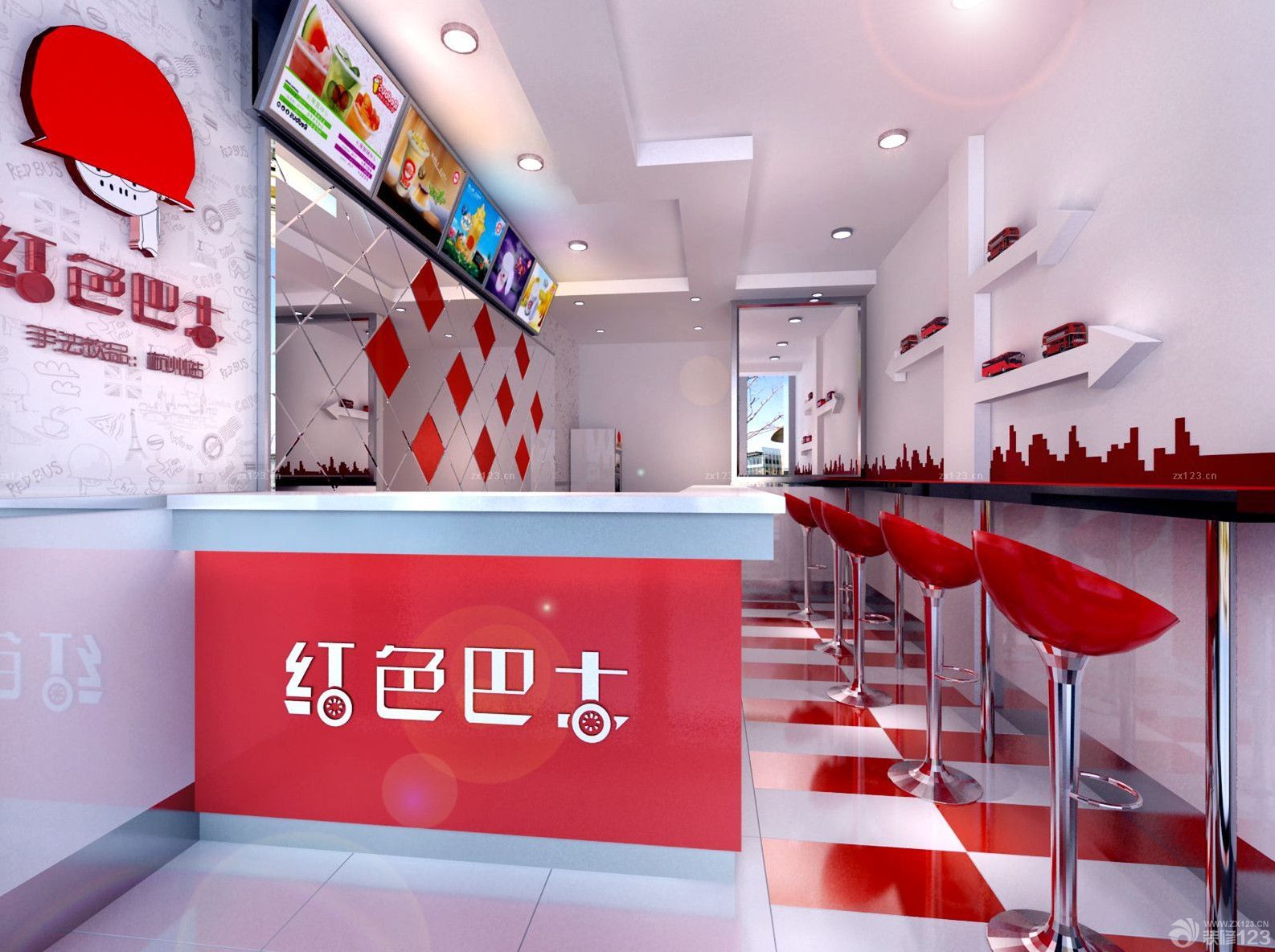 2025创意绚丽15平奶茶店装修效果图