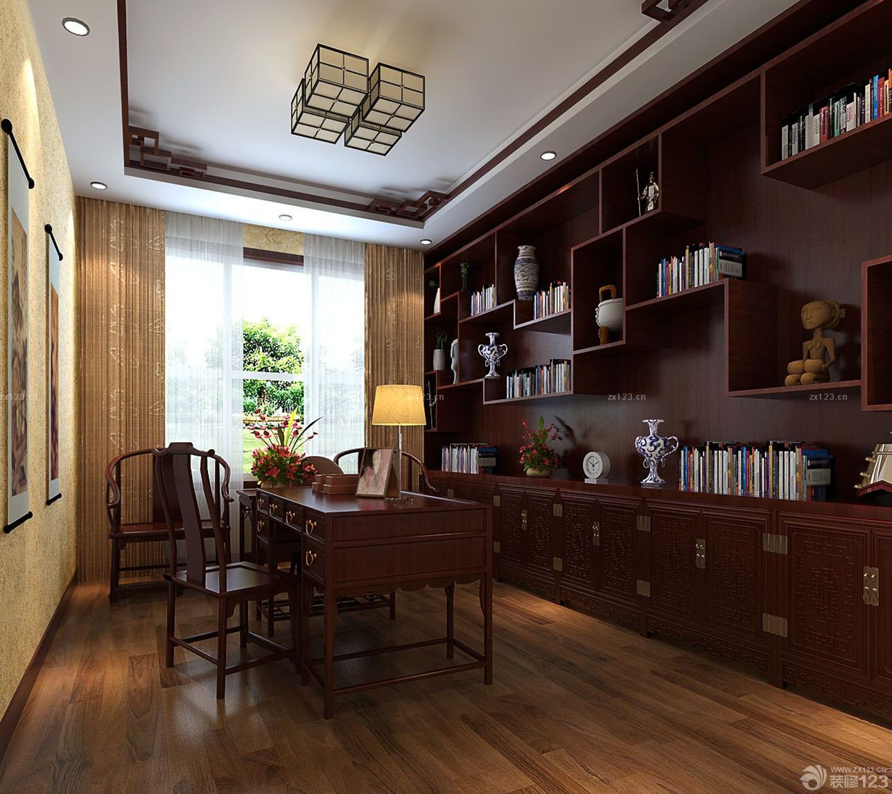 中式风格家用书柜设计效果图片大全